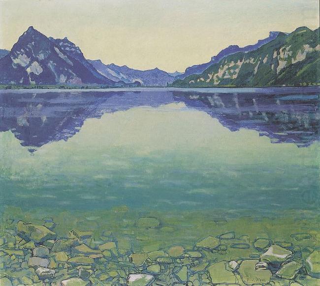 Ferdinand Hodler Thunersee mit symmetrischer Spiegelung vor Sonnenaufgang china oil painting image